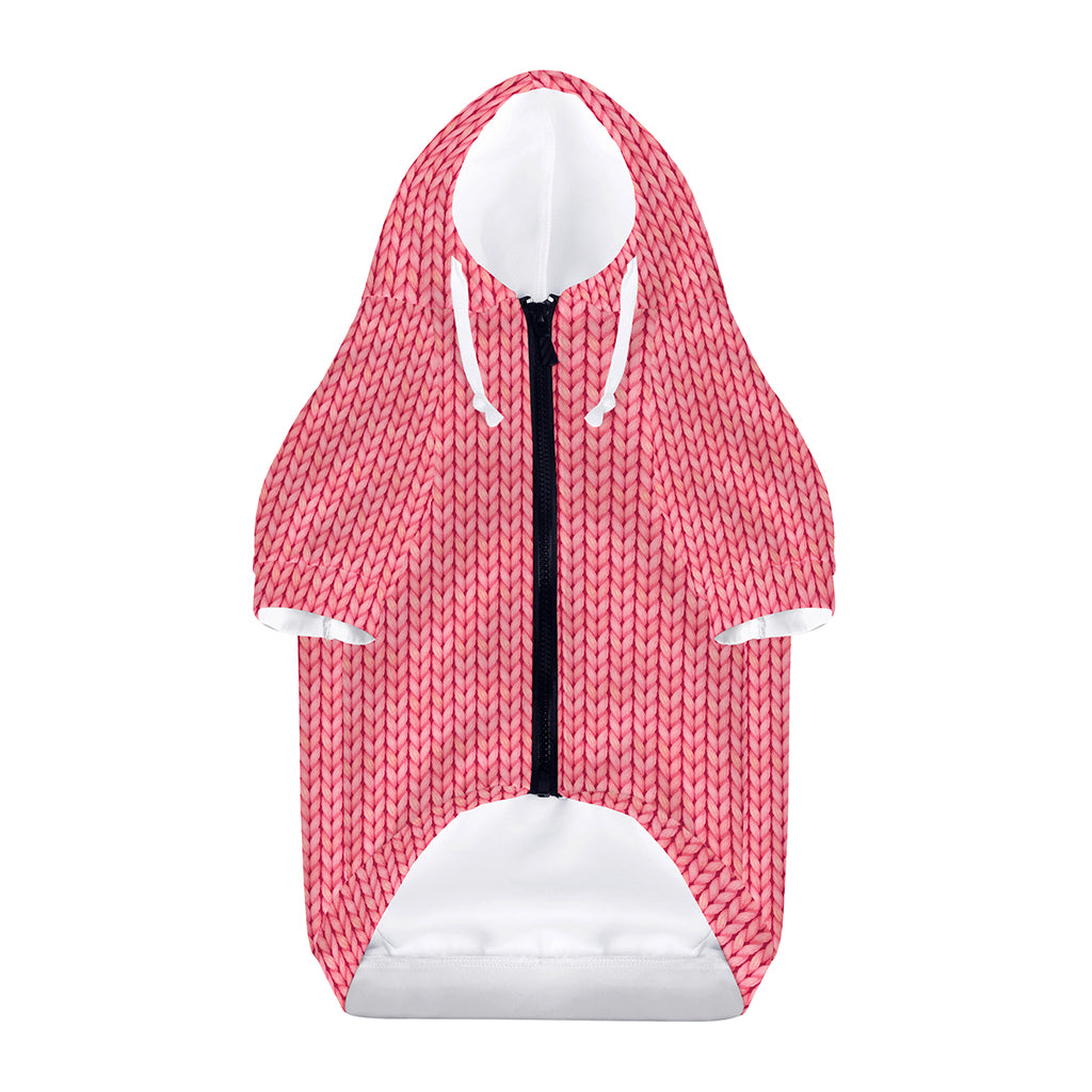 Pink Knitted Pattern Print Dog Zip Up Hoodie