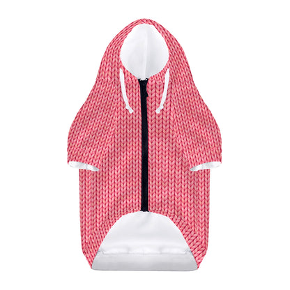 Pink Knitted Pattern Print Dog Zip Up Hoodie