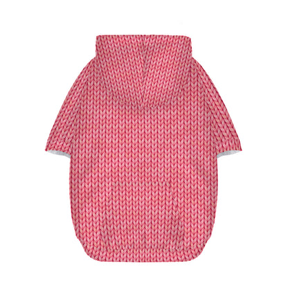 Pink Knitted Pattern Print Dog Zip Up Hoodie