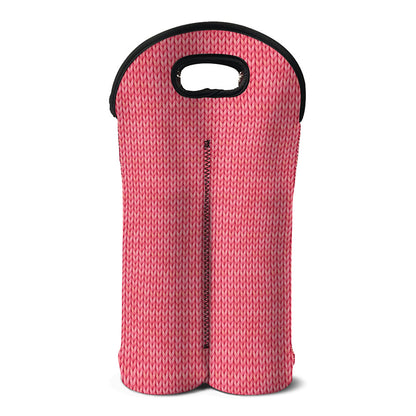 Pink Knitted Pattern Print Double Neoprene Wine Tote