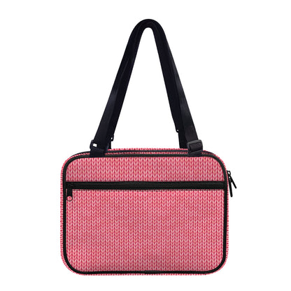 Pink Knitted Pattern Print Double Strap Bible Bag