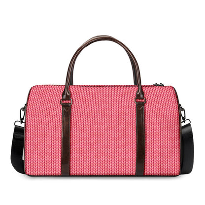 Pink Knitted Pattern Print Duffle Bag