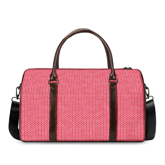 Pink Knitted Pattern Print Duffle Bag