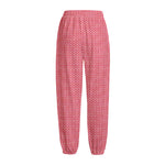 Pink Knitted Pattern Print Fleece Lined Knit Pants