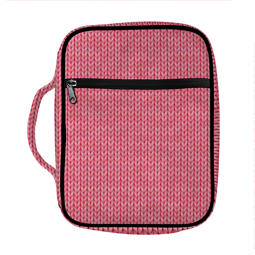 Pink Knitted Pattern Print Front Pocket Bible Bag