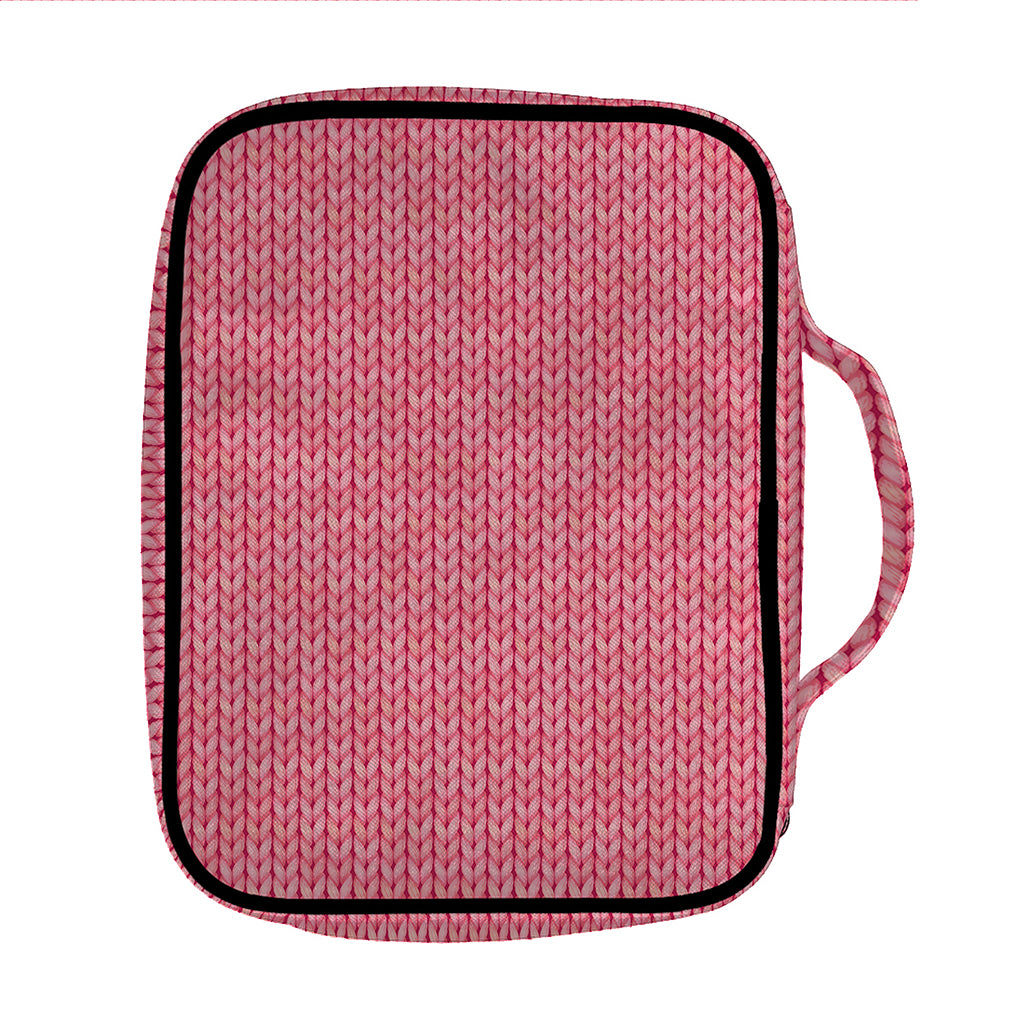 Pink Knitted Pattern Print Front Pocket Bible Bag