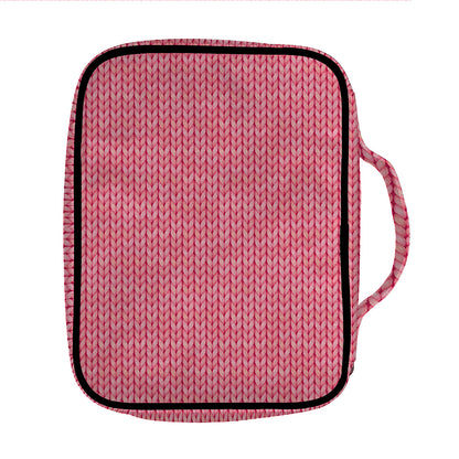 Pink Knitted Pattern Print Front Pocket Bible Bag