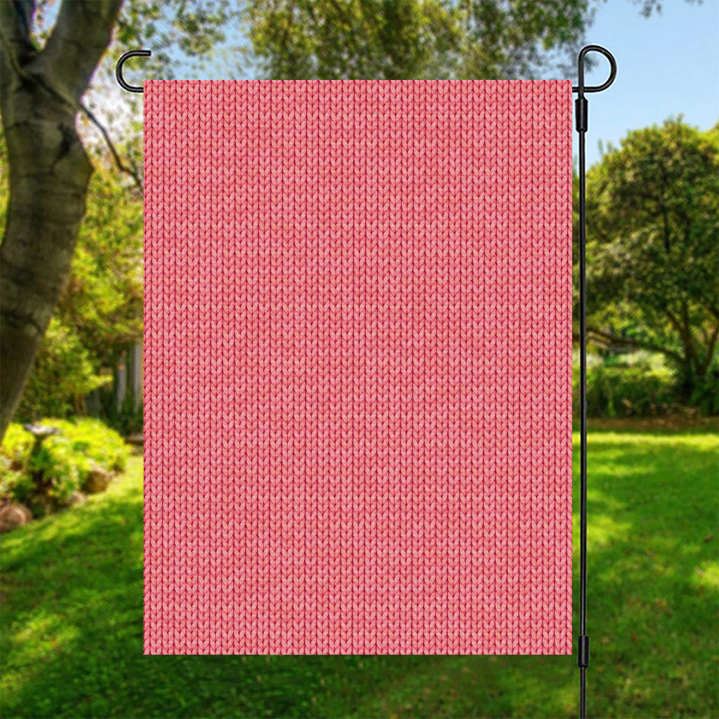 Pink Knitted Pattern Print Garden Flag