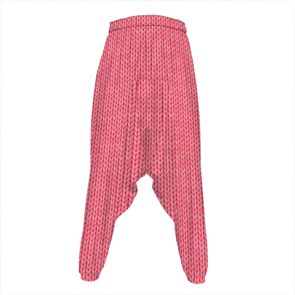 Pink Knitted Pattern Print Hammer Pants