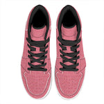 Pink Knitted Pattern Print High Top Leather Sneakers