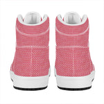 Pink Knitted Pattern Print High Top Leather Sneakers