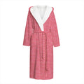Pink Knitted Pattern Print Hooded Bathrobe