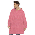 Pink Knitted Pattern Print Hoodie Blanket