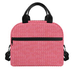 Pink Knitted Pattern Print Insulated Lunch Bag