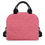 Pink Knitted Pattern Print Insulated Lunch Bag