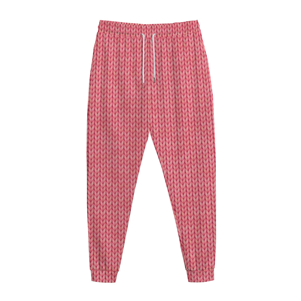 Pink Knitted Pattern Print Jogger Pants
