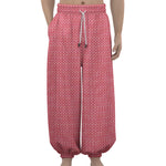 Pink Knitted Pattern Print Lantern Pants