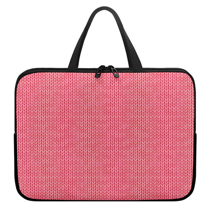 Pink Knitted Pattern Print Laptop Sleeve With Handle