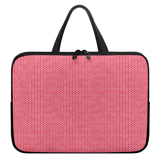 Pink Knitted Pattern Print Laptop Sleeve With Handle