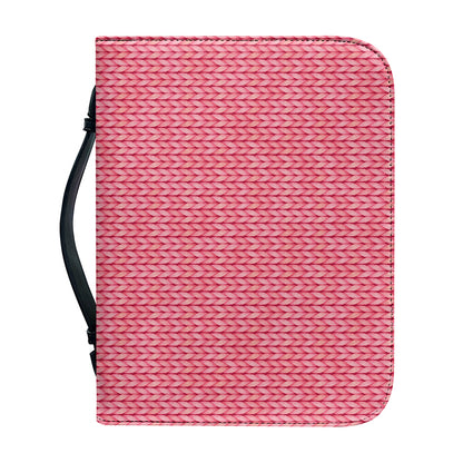 Pink Knitted Pattern Print Leather Bible Cover