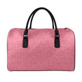 Pink Knitted Pattern Print Leather Duffel Bag