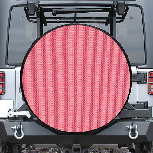 Pink Knitted Pattern Print Leather Spare Tire Cover