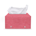 Pink Knitted Pattern Print Leather Tissue Box Cover