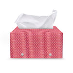 Pink Knitted Pattern Print Leather Tissue Box Cover