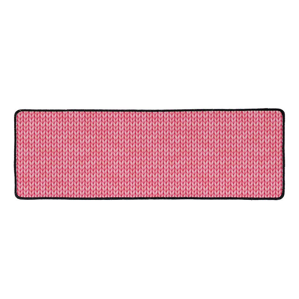 Pink Knitted Pattern Print Long Kitchen Mat