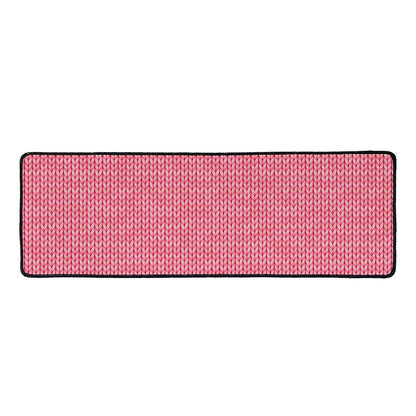 Pink Knitted Pattern Print Long Kitchen Mat