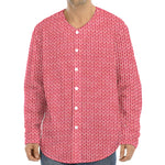 Pink Knitted Pattern Print Long Sleeve Baseball Jersey