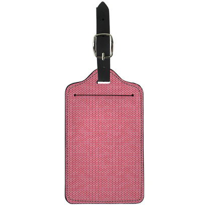 Pink Knitted Pattern Print Luggage Tag