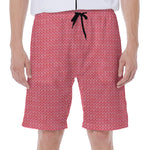 Pink Knitted Pattern Print Men's Beach Shorts