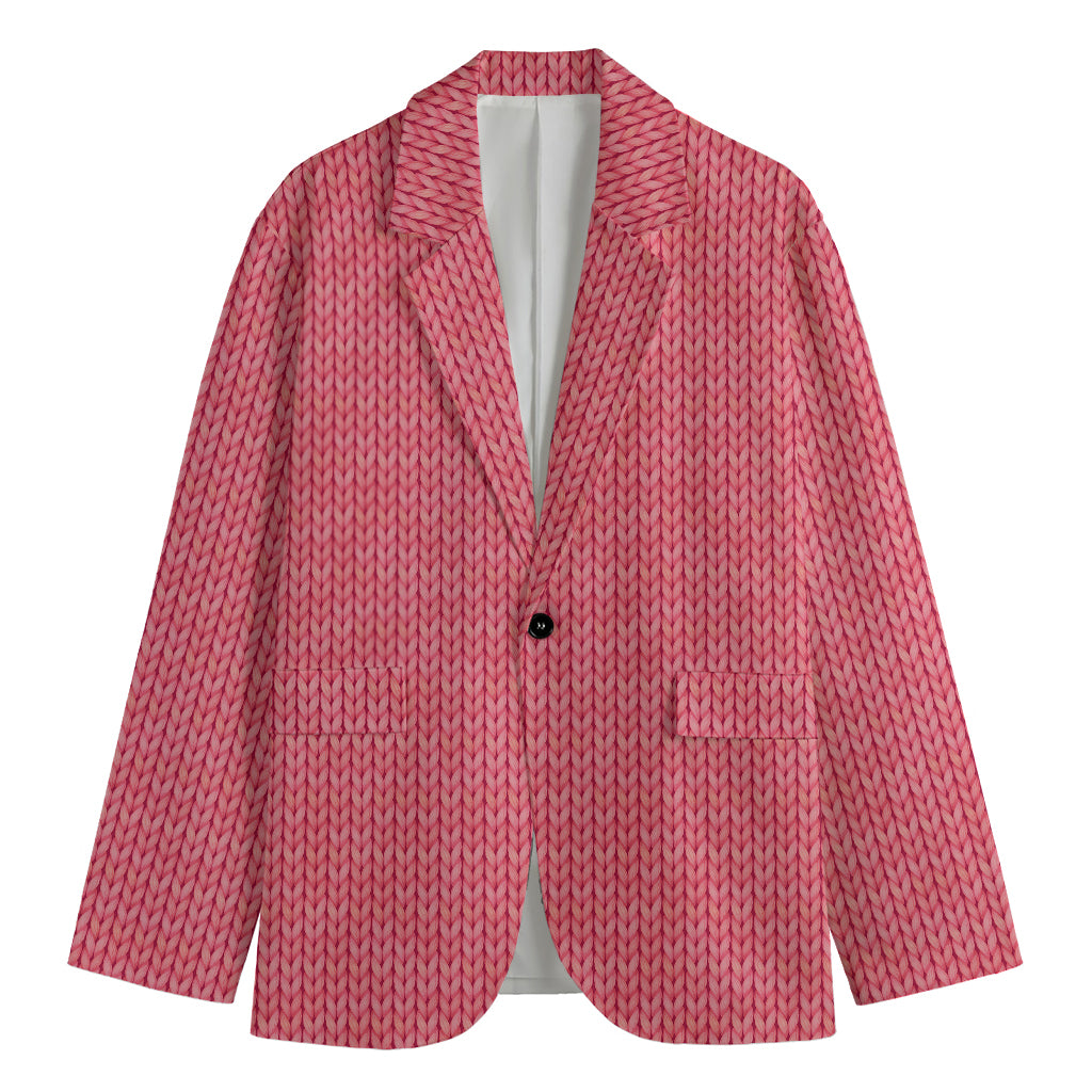 Pink Knitted Pattern Print Men's Blazer