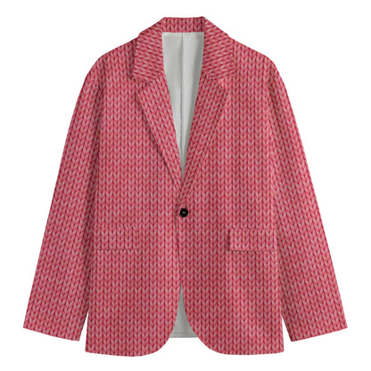 Pink Knitted Pattern Print Men's Blazer
