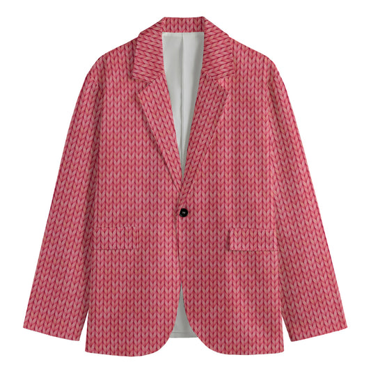 Pink Knitted Pattern Print Men's Blazer