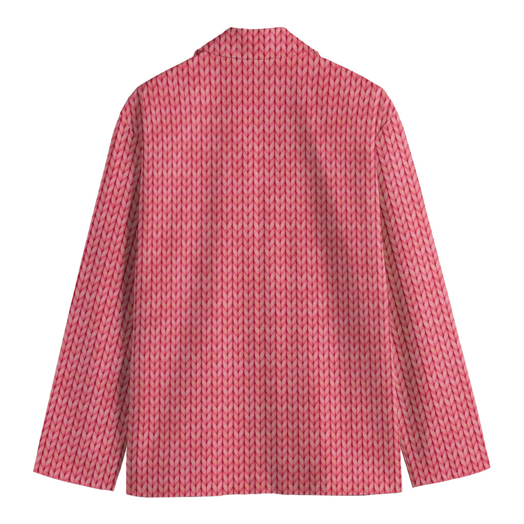 Pink Knitted Pattern Print Men's Blazer