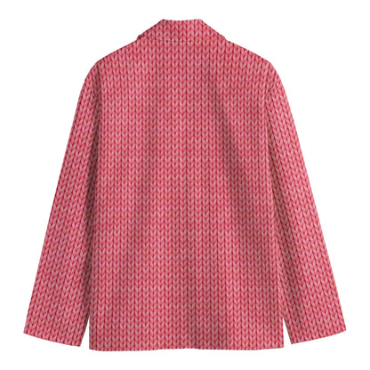 Pink Knitted Pattern Print Men's Blazer
