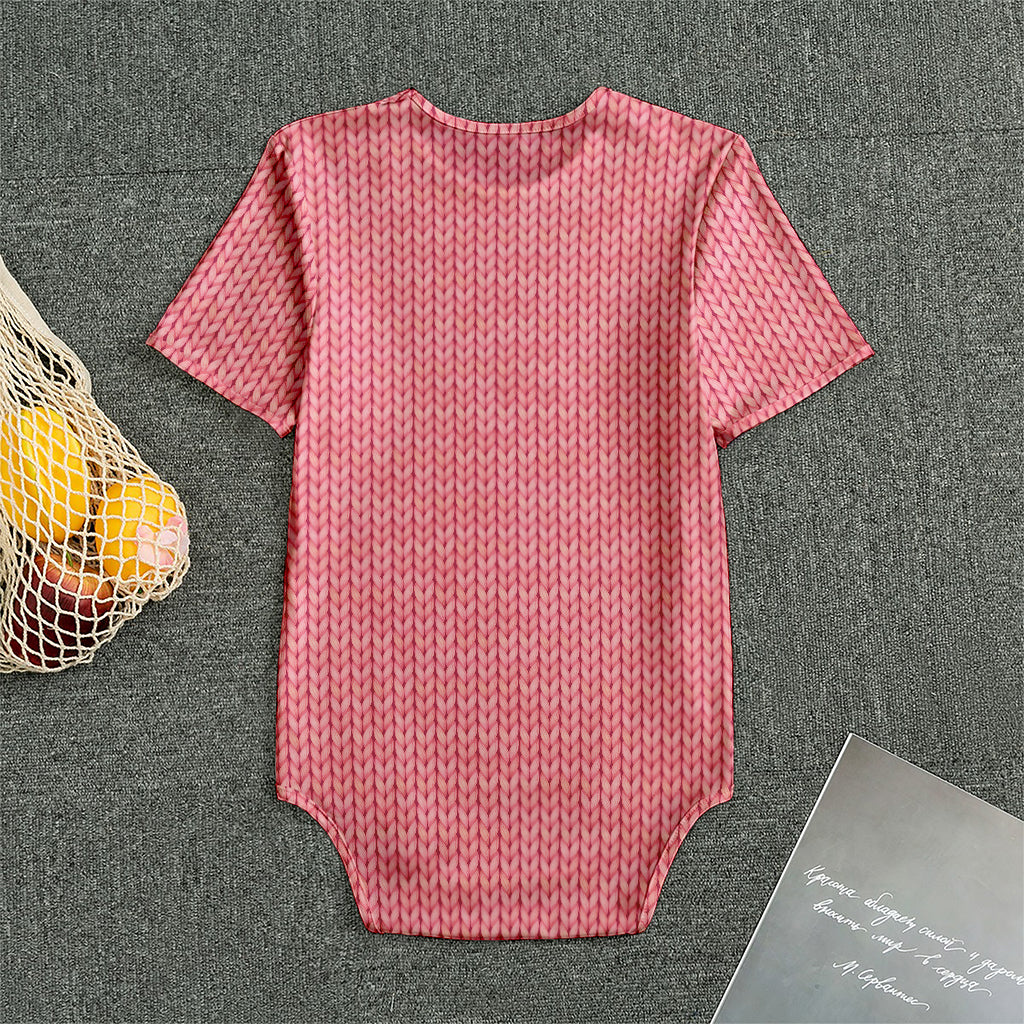 Pink Knitted Pattern Print Men's Bodysuit