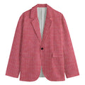 Pink Knitted Pattern Print Men's Cotton Blazer