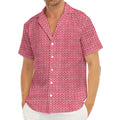 Pink Knitted Pattern Print Men's Deep V-Neck Shirt