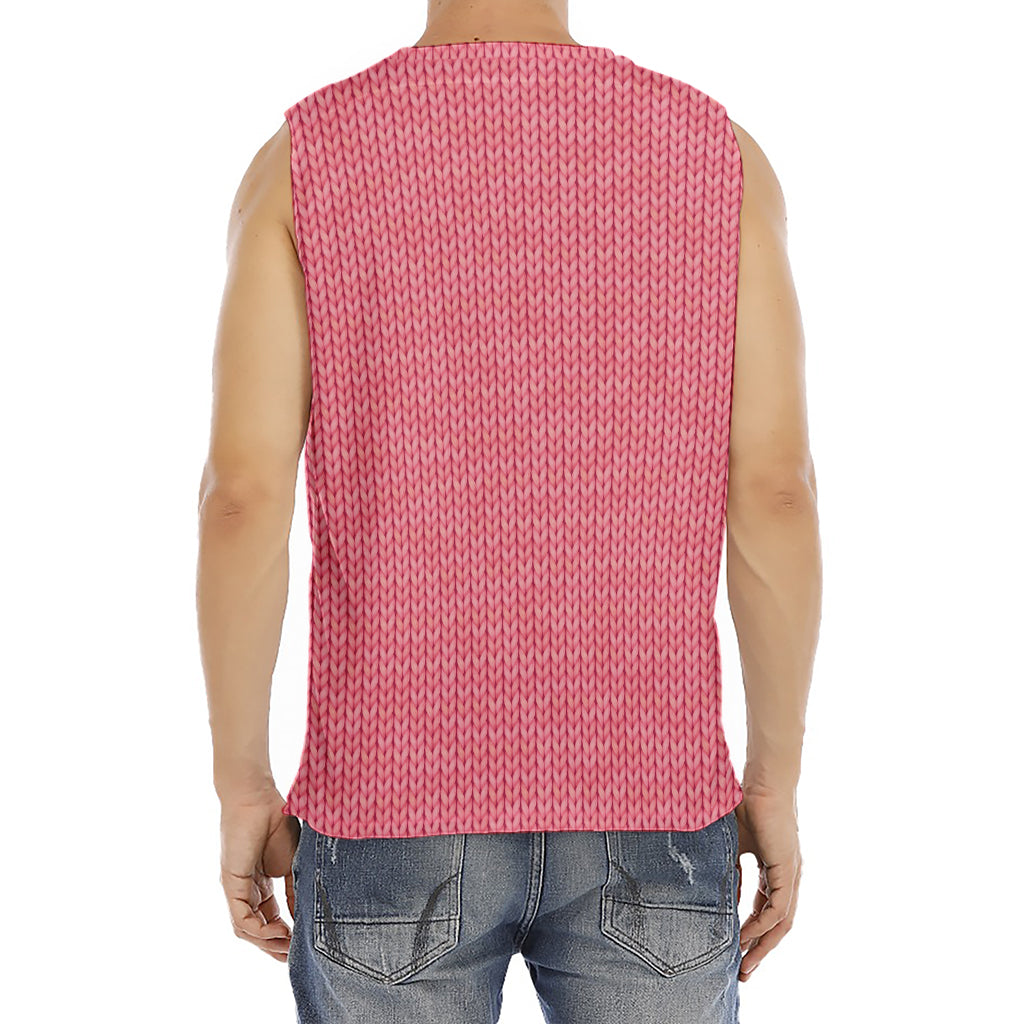 Pink Knitted Pattern Print Men's Fitness Tank Top
