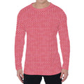 Pink Knitted Pattern Print Men's Long Sleeve T-Shirt