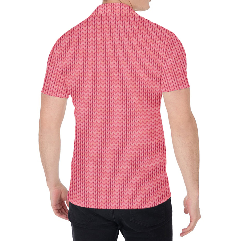Pink Knitted Pattern Print Men's Shirt
