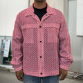 Pink Knitted Pattern Print Men's Shirt Jacket