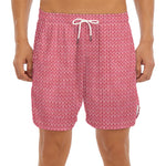 Pink Knitted Pattern Print Men's Split Running Shorts