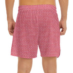 Pink Knitted Pattern Print Men's Split Running Shorts