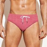 Pink Knitted Pattern Print Men's Swim Briefs