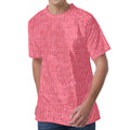 Pink Knitted Pattern Print Men's Velvet T-Shirt