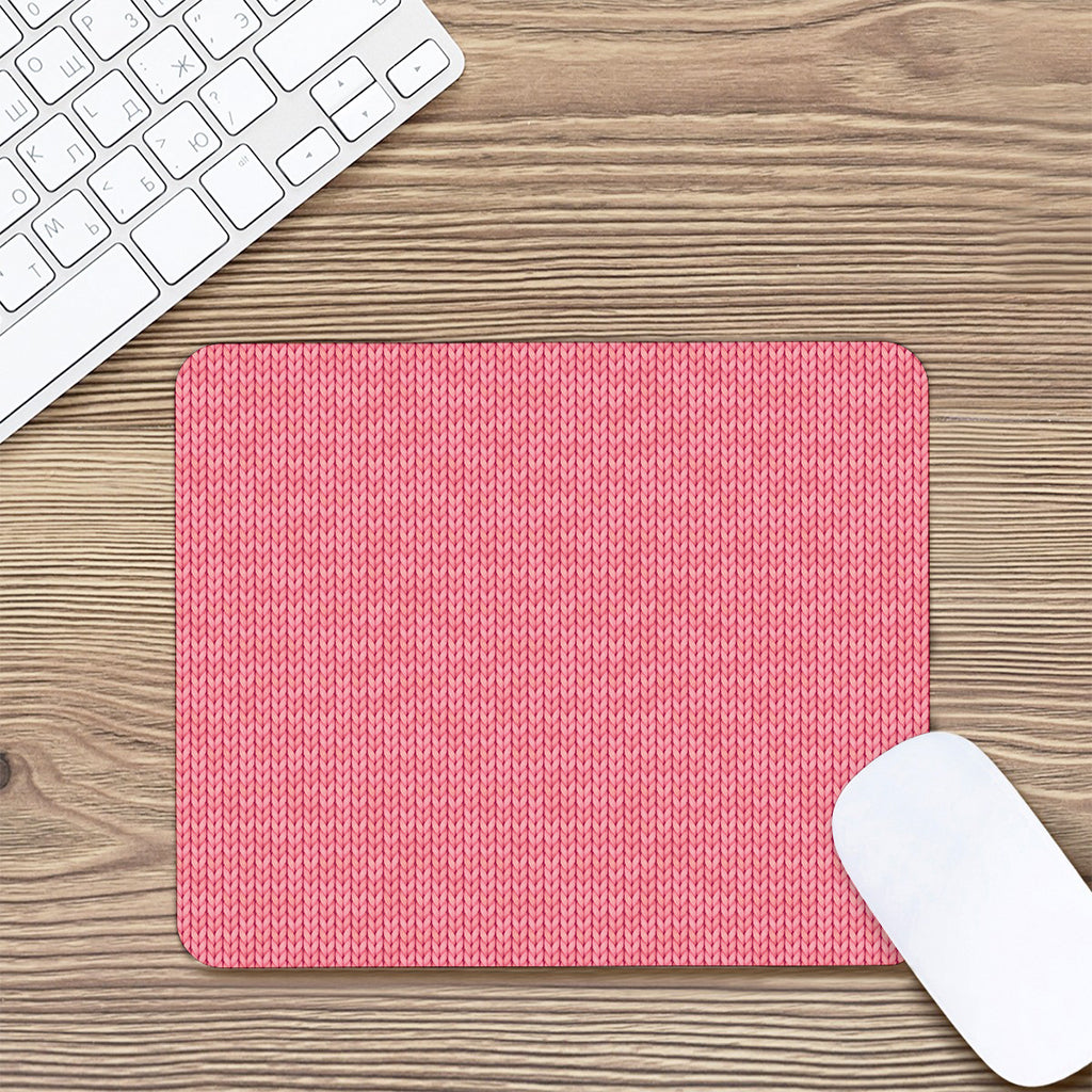 Pink Knitted Pattern Print Mouse Pad